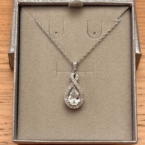 Pear-Shaped White Lab-Created Sapphire Drop Pendant in Sterling Silver